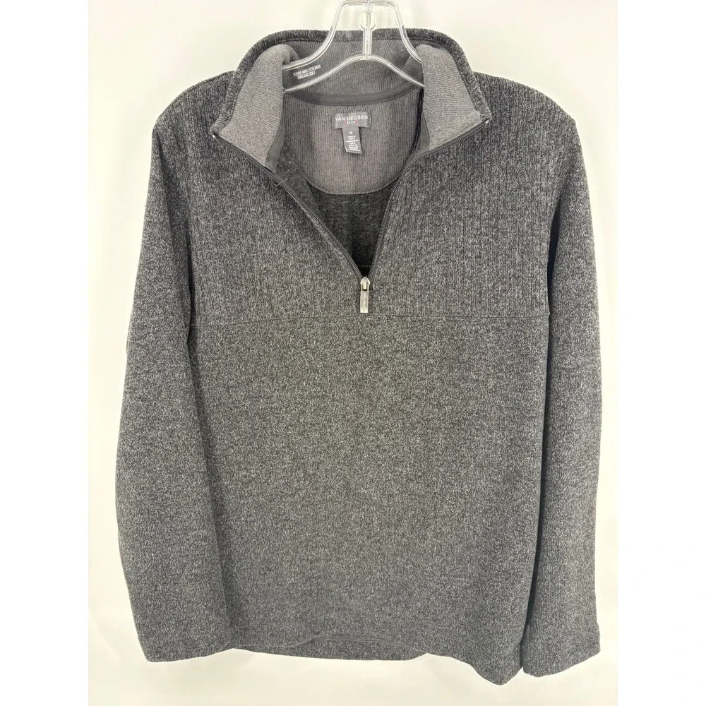 Van Heusen Flex Gray 1/4 Zip Pullover Sweater Men's‎ Medium Casual
